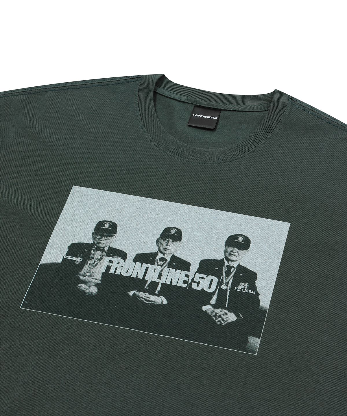 이브인더월드(EVEINTHEWORLD) FRONTLINE T-SHIRT SAGE