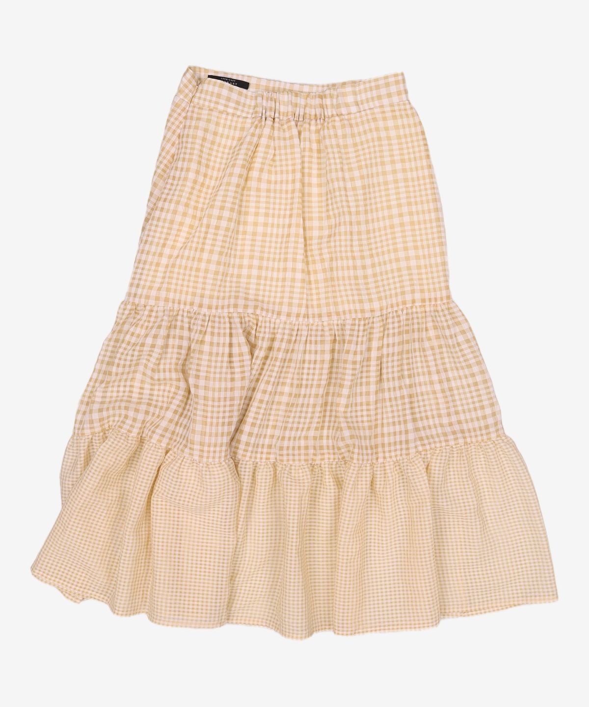 룩캐스트(LOOKAST) YELLOW CHECK SHIRRING BANDING SKIRT one size