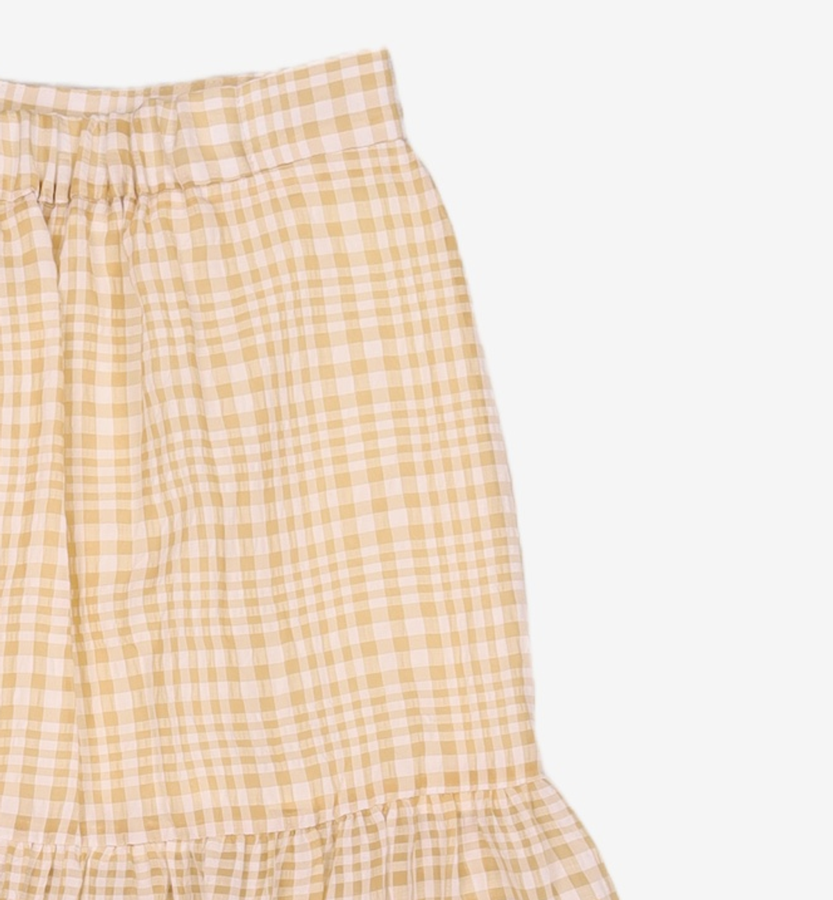 룩캐스트(LOOKAST) YELLOW CHECK SHIRRING BANDING SKIRT one size