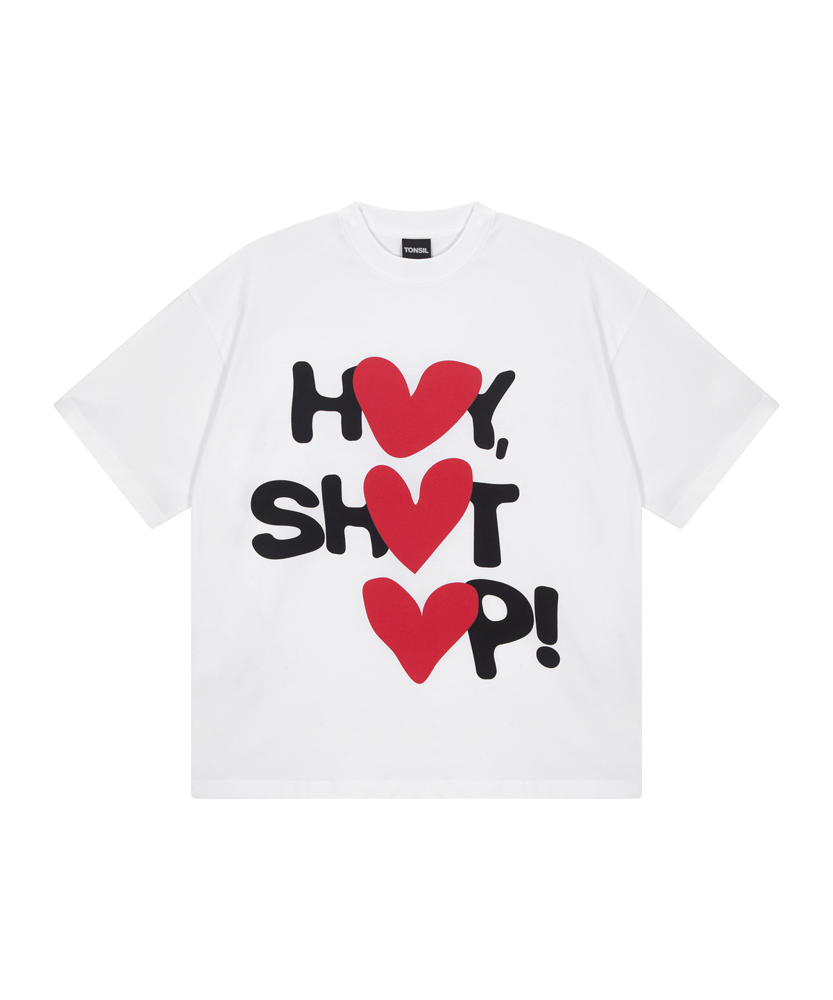 톤슬(TONSIL) HEY, SHUT UP! HEART 그래픽 반팔 티셔츠