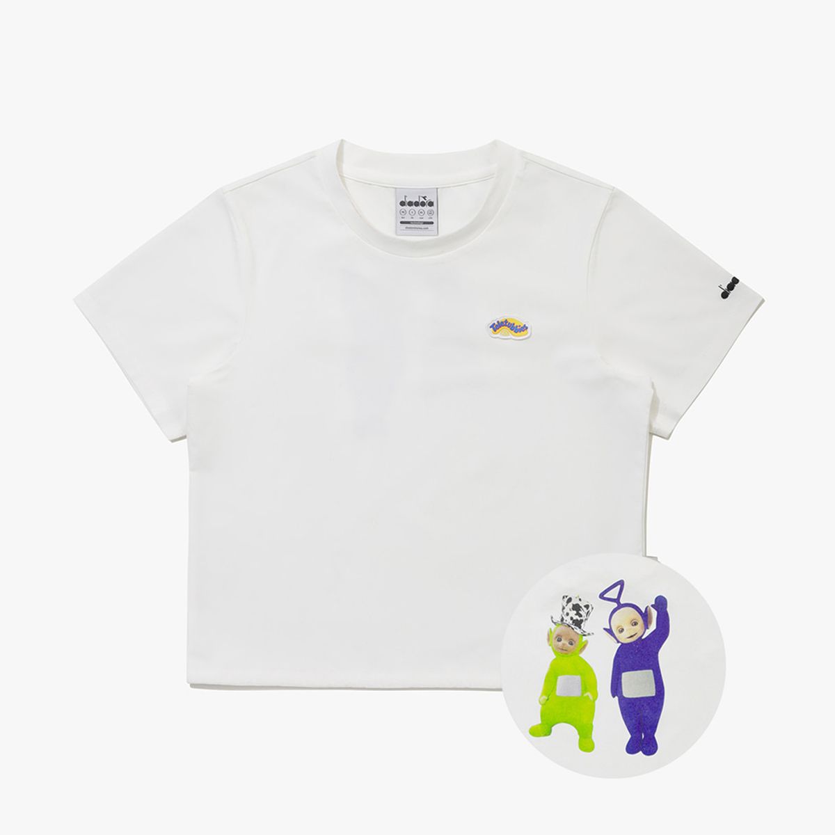 디아도라(diadora) 텔레토비 드라이 크롭 그래픽 반팔 티셔츠 우먼 IVORY