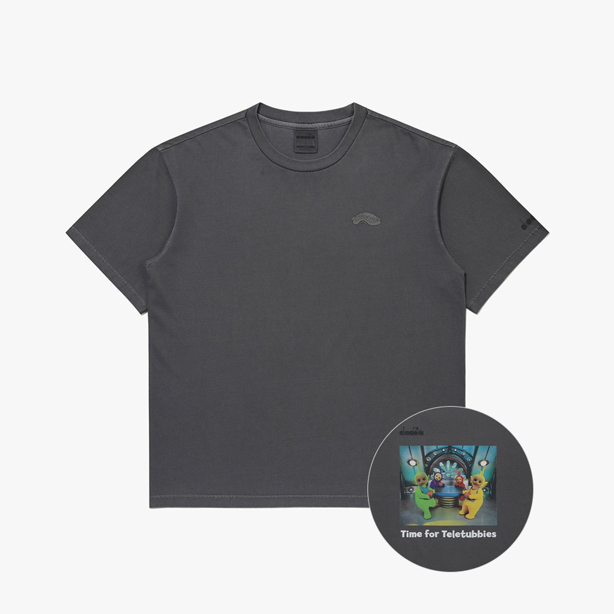 디아도라(diadora) 텔레토비 워싱 그래픽 반팔 티셔츠 GREY