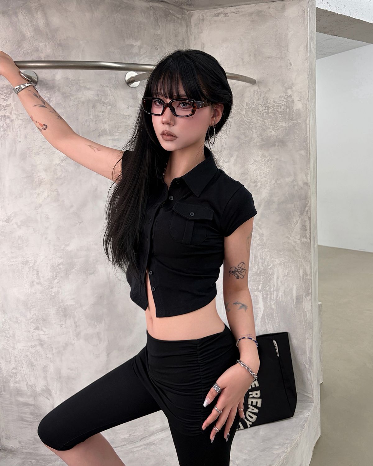 요키토키(YOKI TOKI) JERSEY UTILITY POCKET SHIRTS [Black]