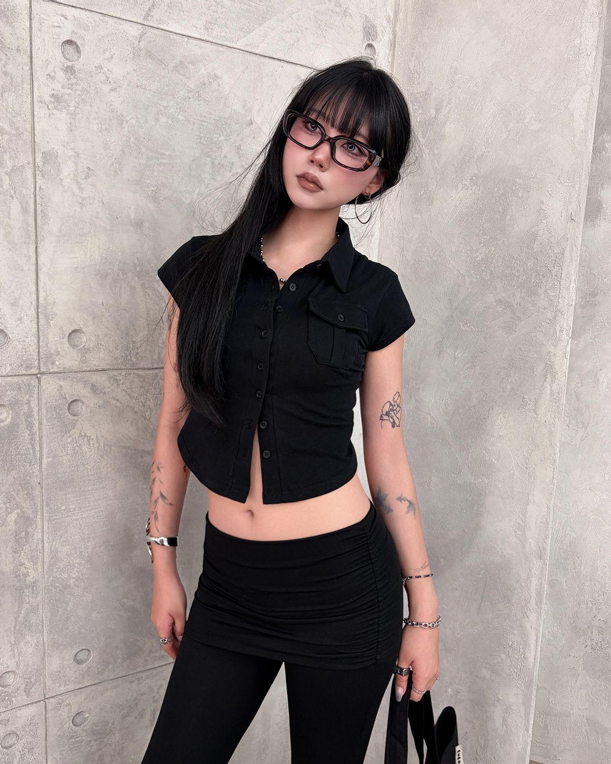 요키토키(YOKI TOKI) JERSEY UTILITY POCKET SHIRTS [Black]
