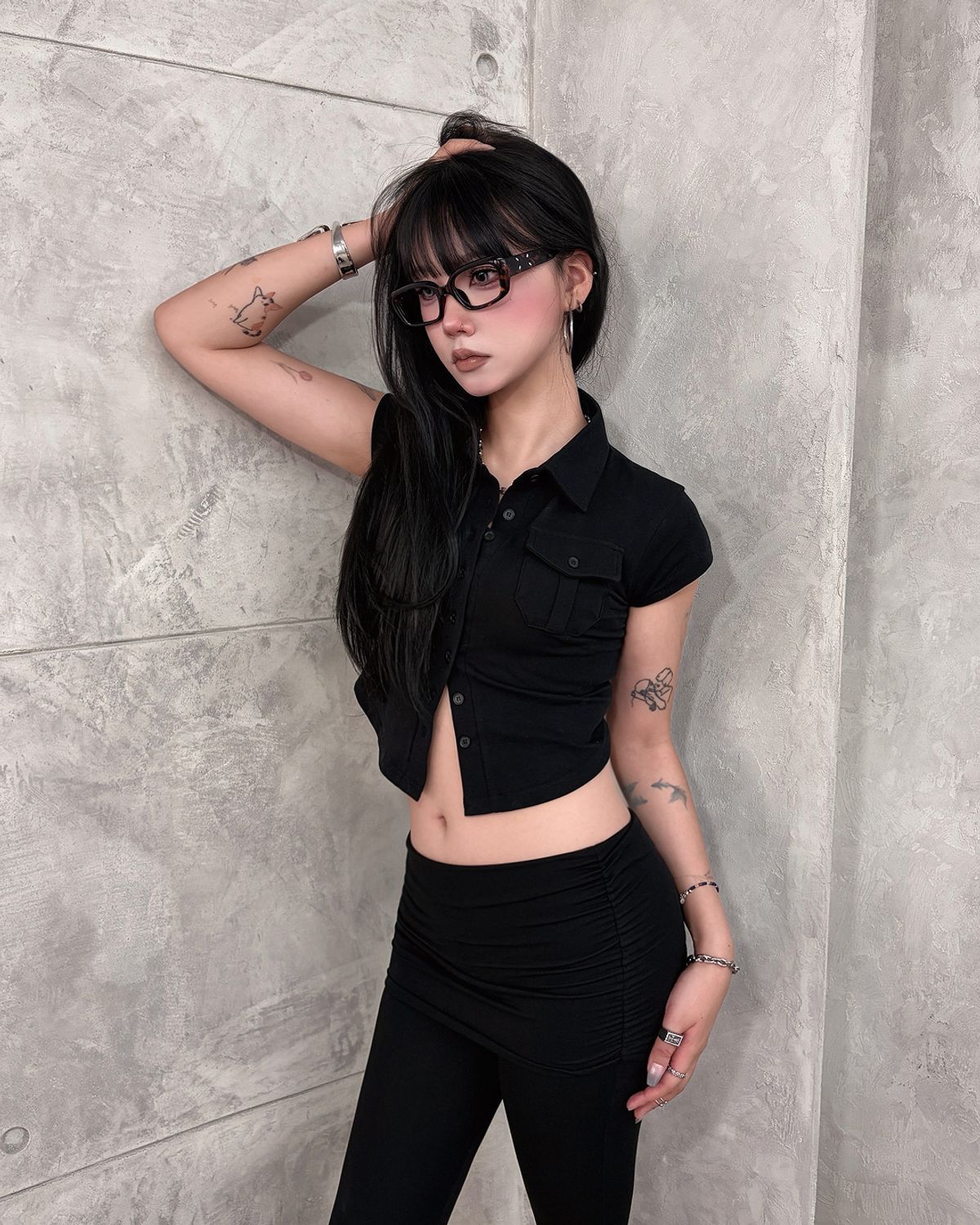 요키토키(YOKI TOKI) JERSEY UTILITY POCKET SHIRTS [Black]