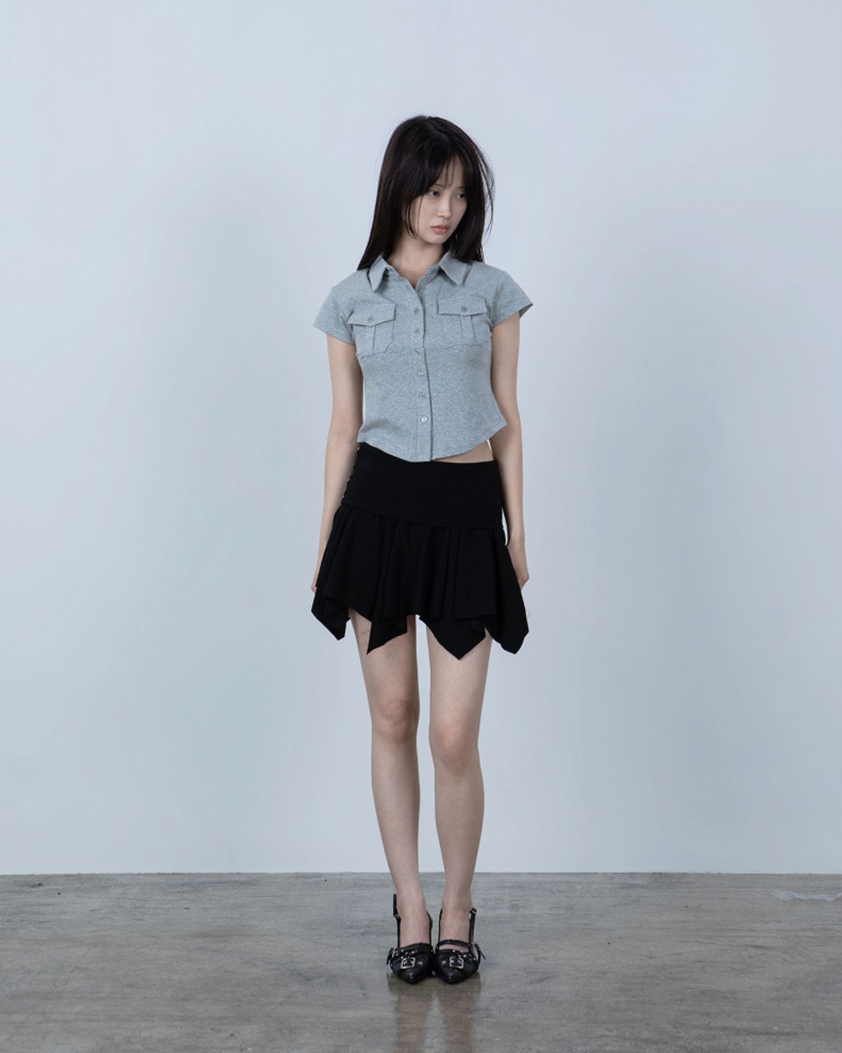 요키토키(YOKI TOKI) JERSEY UTILITY POCKET SHIRTS [Grey]