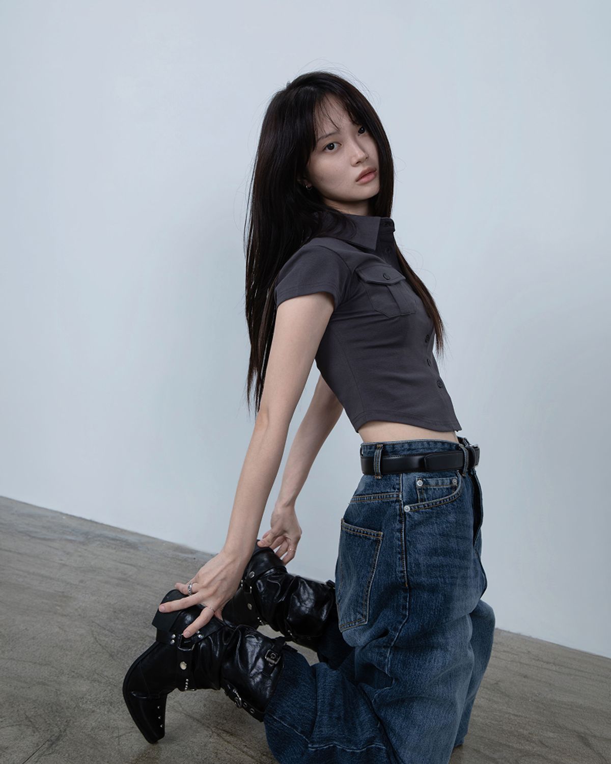 요키토키(YOKI TOKI) JERSEY UTILITY POCKET SHIRTS [Charcoal]