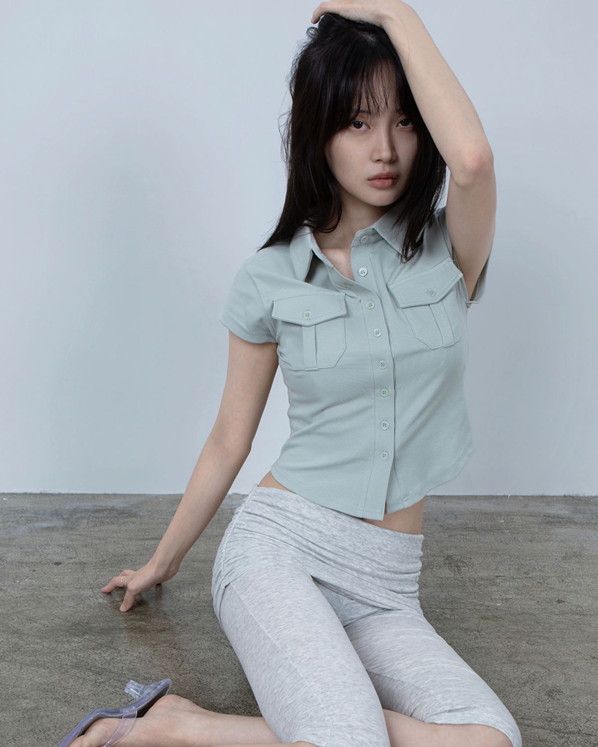 요키토키(YOKI TOKI) JERSEY UTILITY POCKET SHIRTS [Mint]