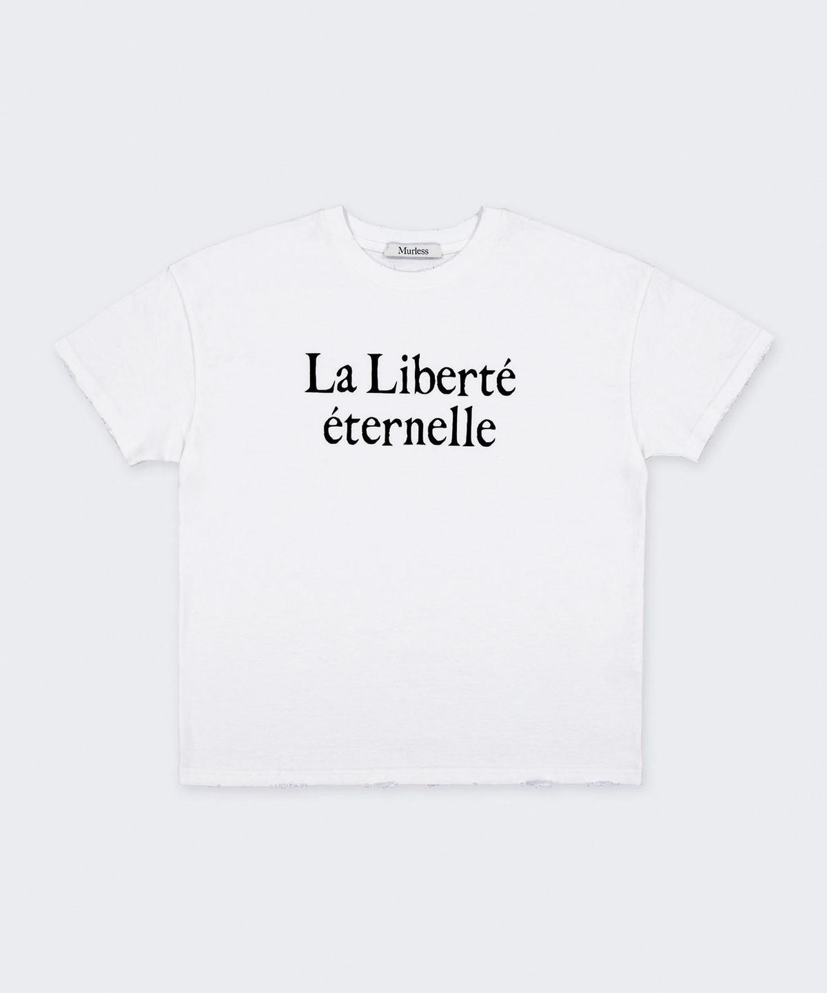 머레스(MURLESS) LA LIBERTE DISTRESSED CROP T-SHIRT_OFF WHITE