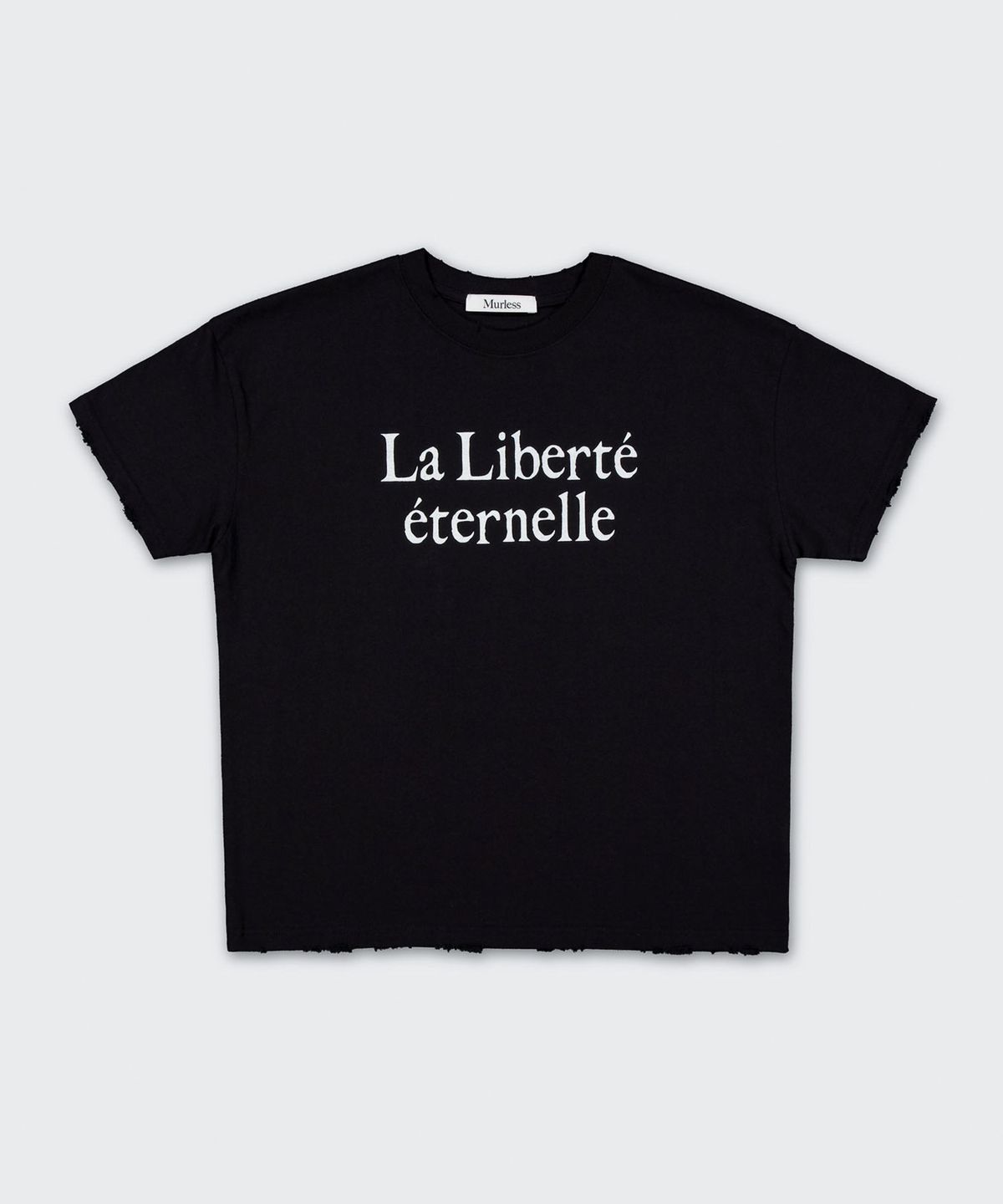 머레스(MURLESS) LA LIBERTE DISTRESSED CROP T-SHIRT_BLACK