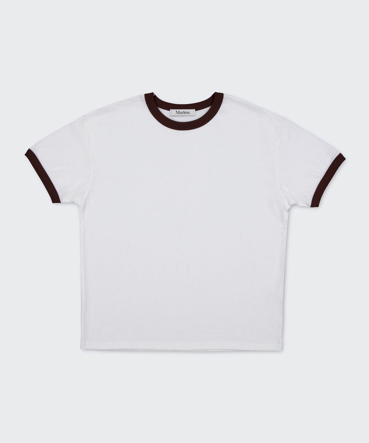 머레스(MURLESS) CONTRAST RINGER CROP T-SHIRT_OFF WHITE/BROWN