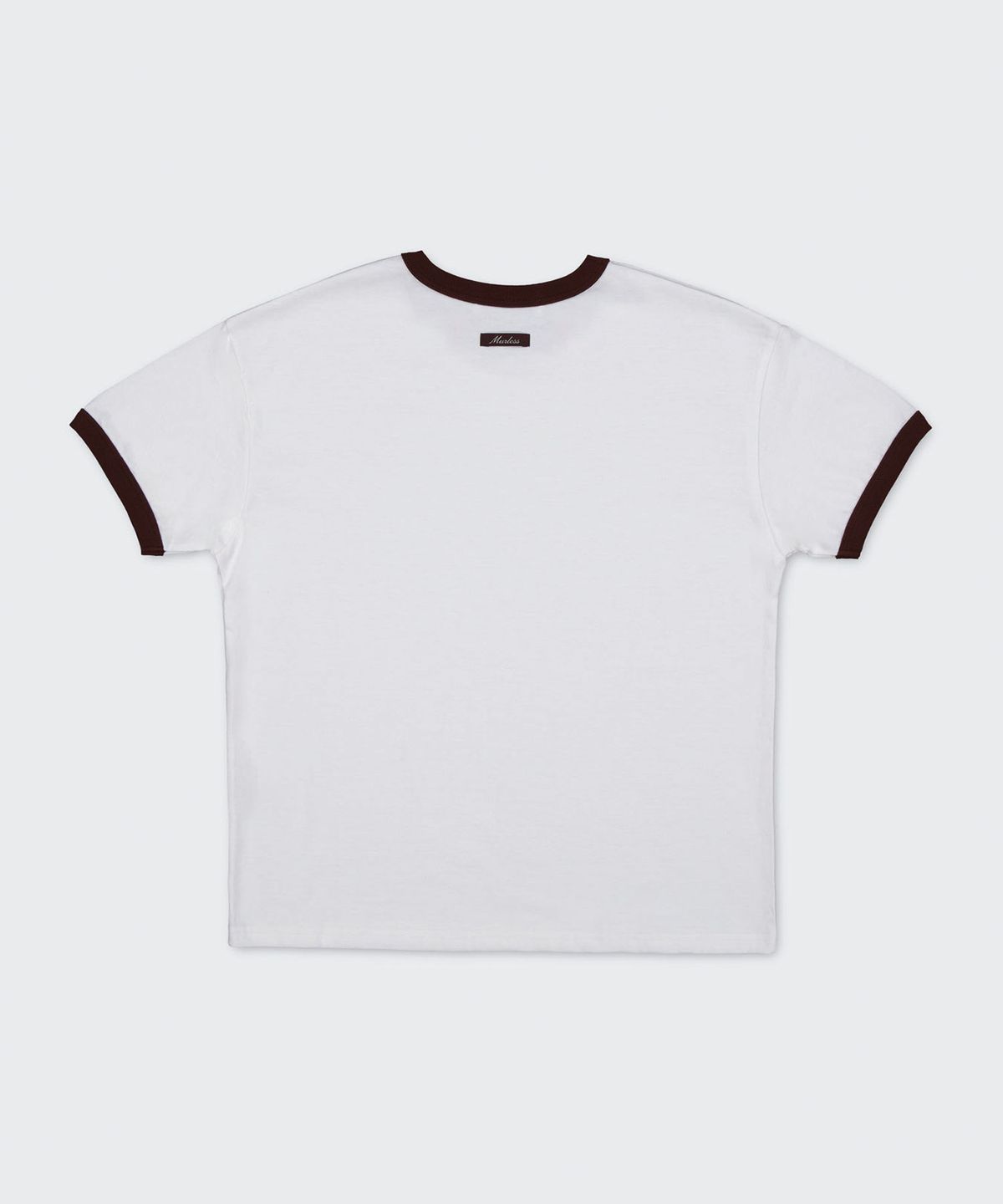 머레스(MURLESS) CONTRAST RINGER CROP T-SHIRT_OFF WHITE/BROWN