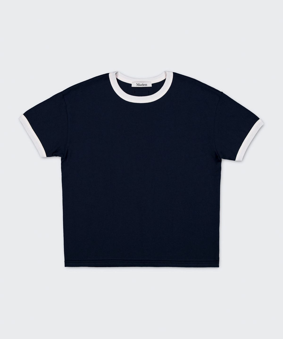 머레스(MURLESS) CONTRAST RINGER CROP T-SHIRT_NAVY/IVORY
