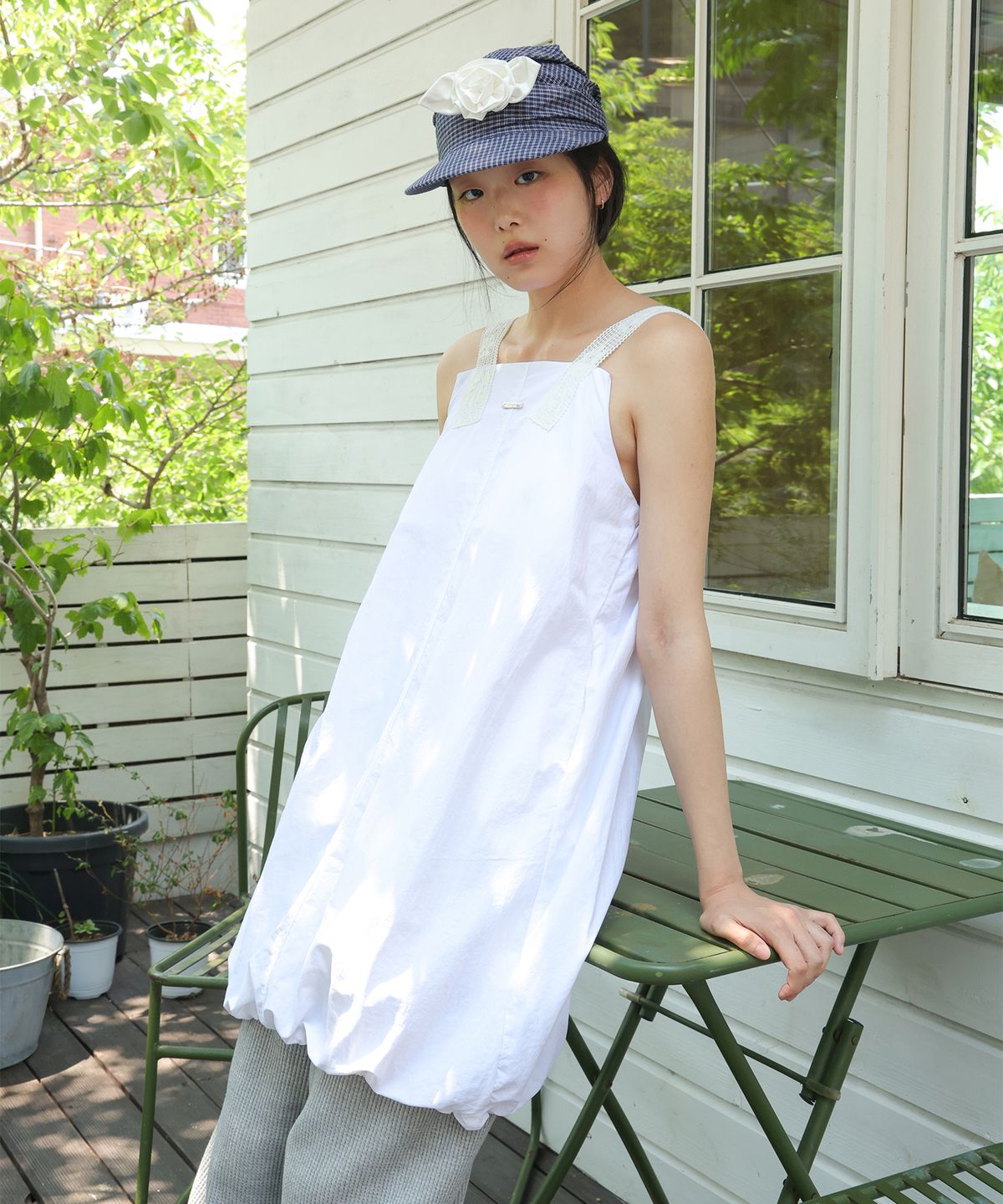 소르디(SORDI) Lace Strap Balloon Dress_white