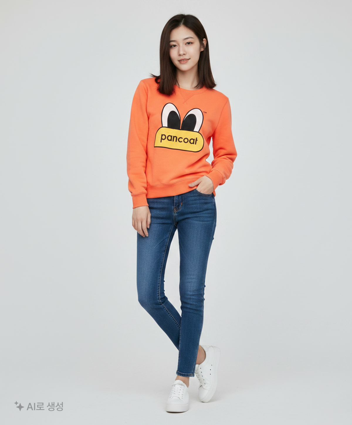 팬콧(PANCOAT) POPEYES CREWNECK (GRAPEFUIT ORANGE) S