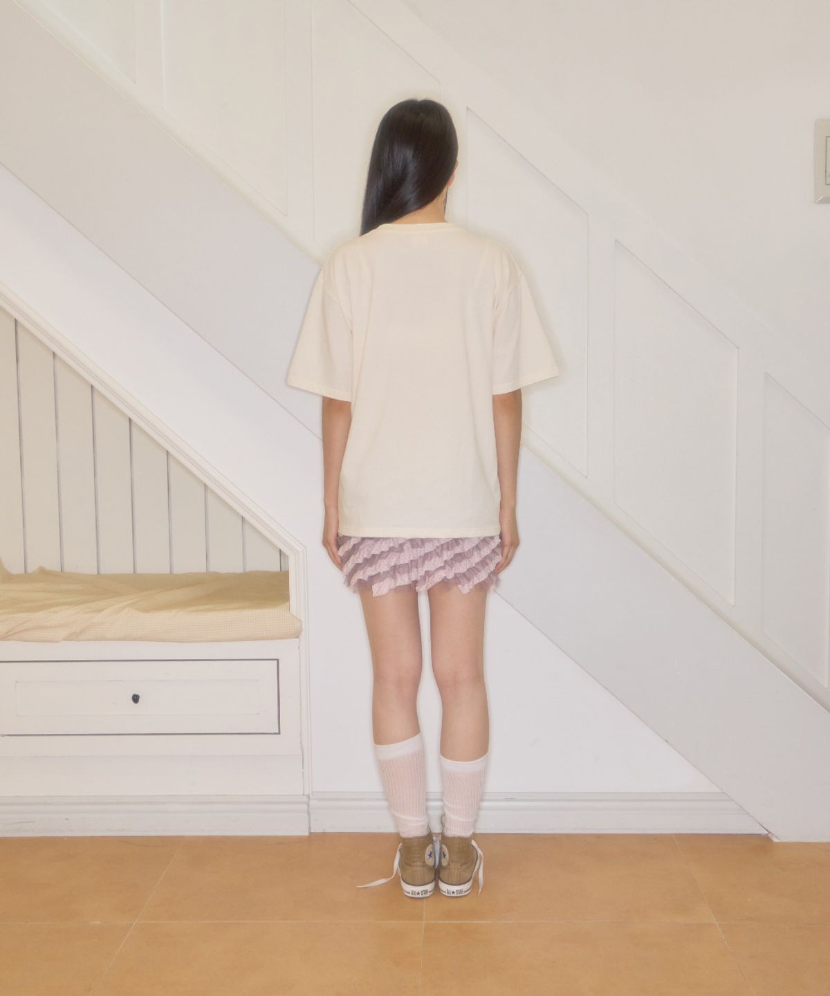 샤키리(SHAKIRI) 니코 레이스 캉캉 미니 스커트 (핑크)
