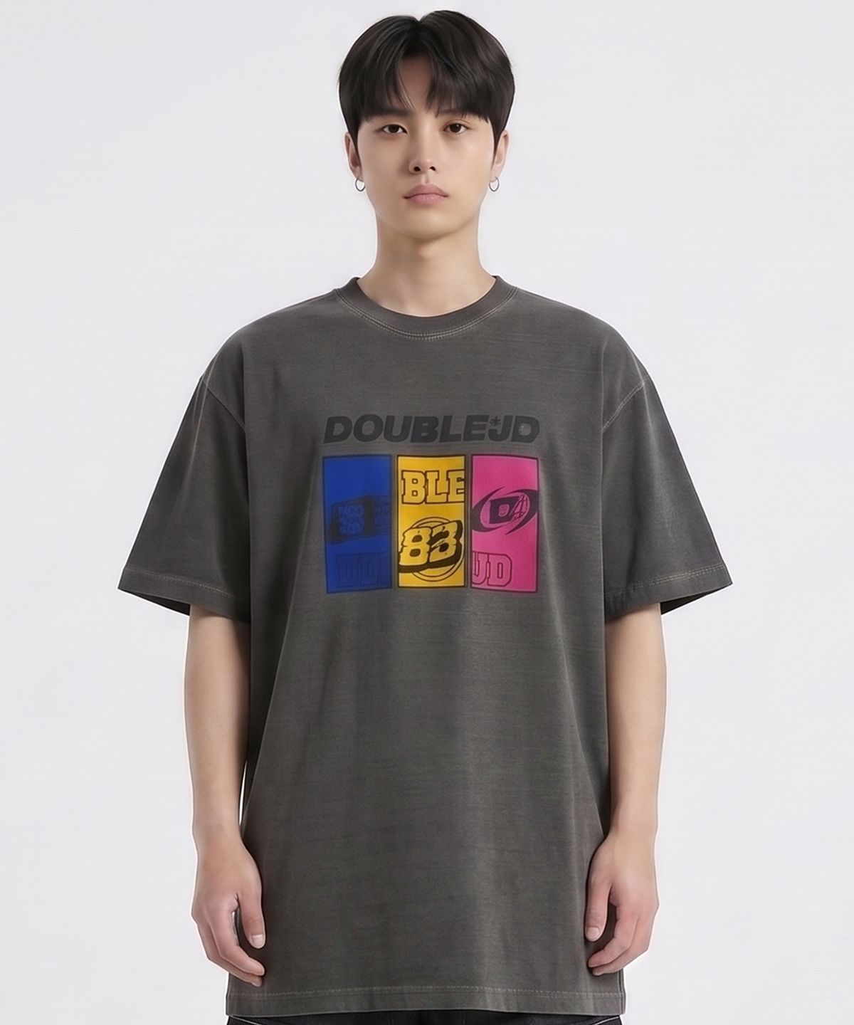 더블제이디(DOUBLE JD) 사각 실리콘 워싱 반팔