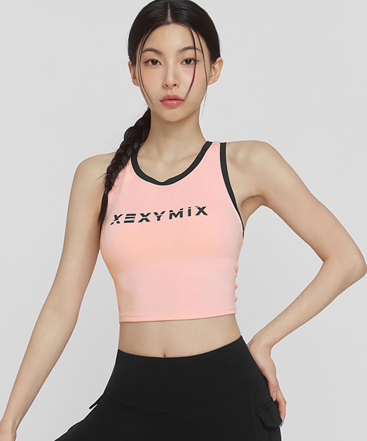 젝시믹스(XEXYMIX) 스포티 로고 배색 브라탑 XFK2BL1502