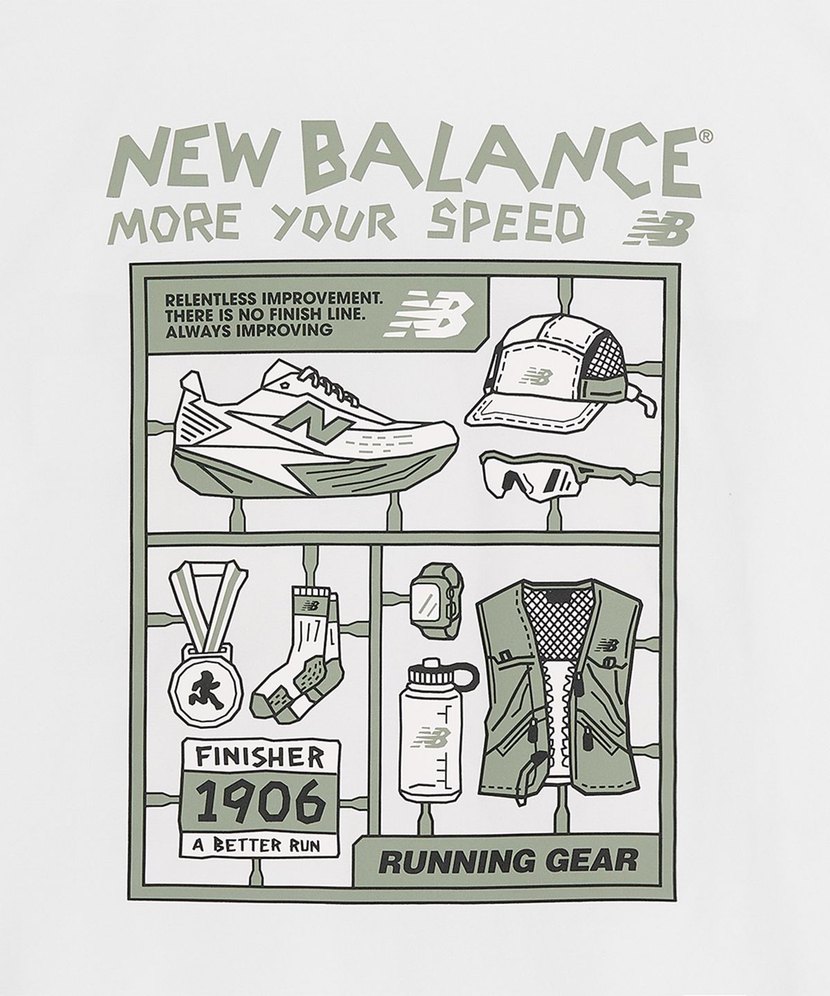 뉴발란스(NEW BALANCE) NBNEG35613 / UNI FROZEN 픽토그램 반팔티 (G/WHITE)