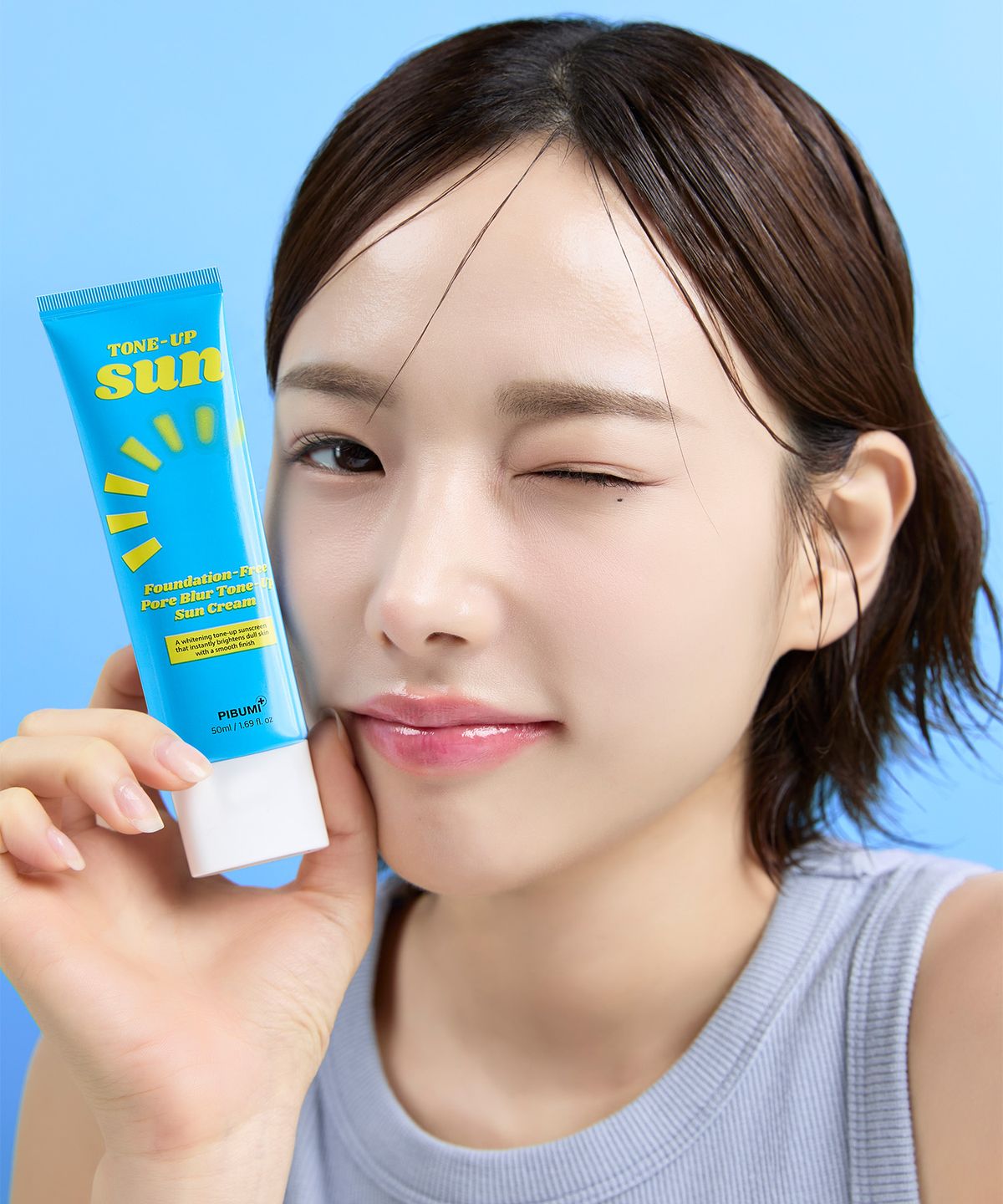 피부미(PIBUMI) 파데프리 모공블러 톤업 선크림 SPF50+ PA 50ml x 2ea