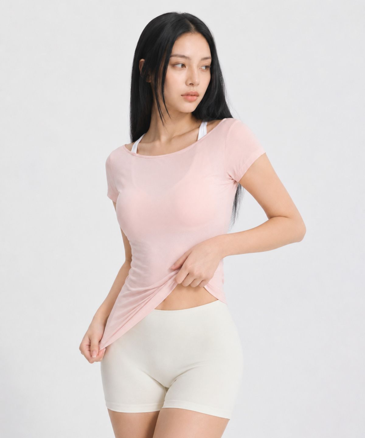 스틸스(STEELS) 아이스터치 리오셀 크레오라 슬림 보트넥 반캡 티셔츠