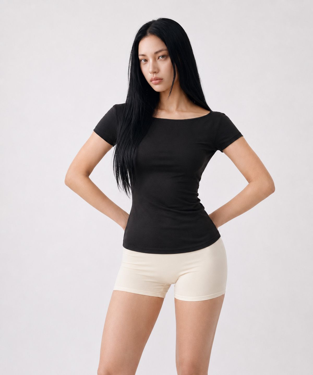 스틸스(STEELS) 아이스터치 리오셀 크레오라 슬림 보트넥 반캡 티셔츠