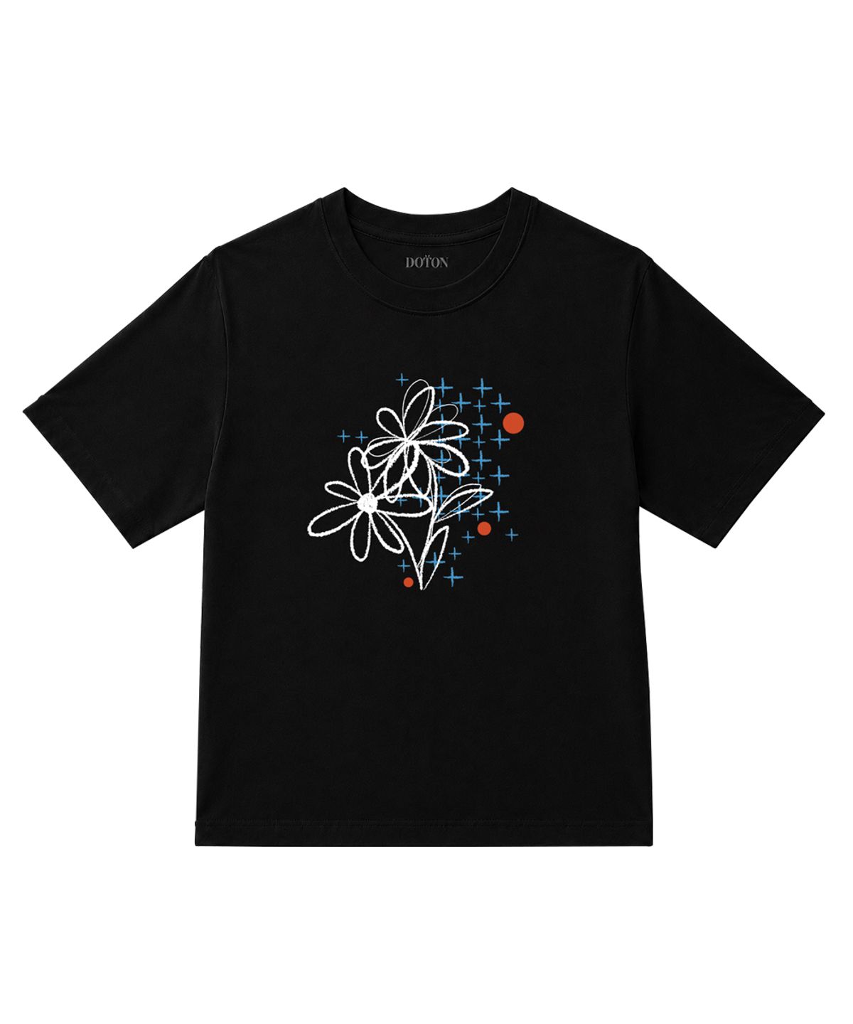 도톤(DOTON) WILD SKETCH FLOWER T-SHIRTS (Black)