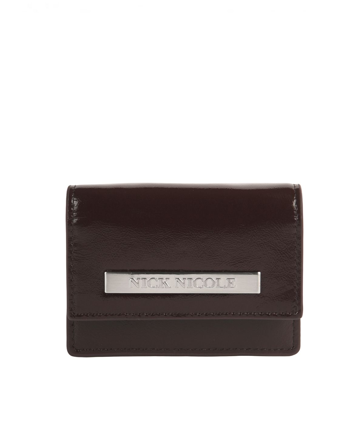 닉앤니콜(NICK&NICOLE) GLOSSY METAL ACCORDION WALLET_BROWN