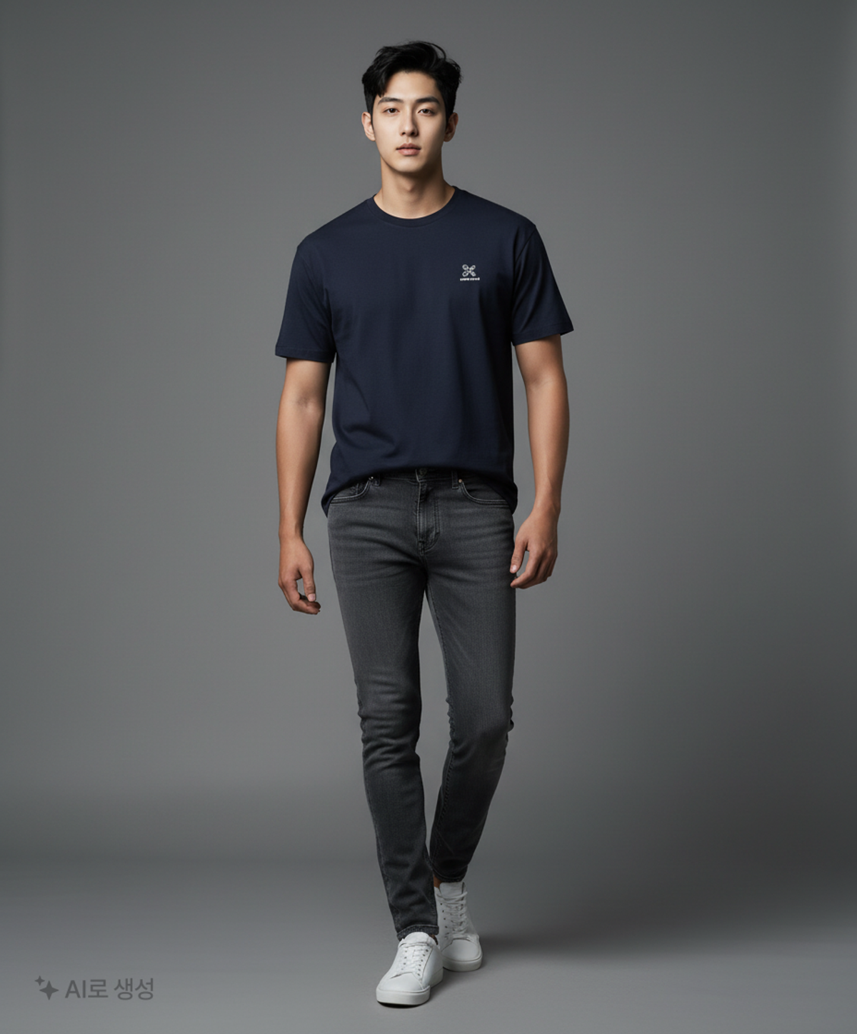마틴플랜(MARTIN PLAN) Daily Supima Logo Half T- NAVY 100
