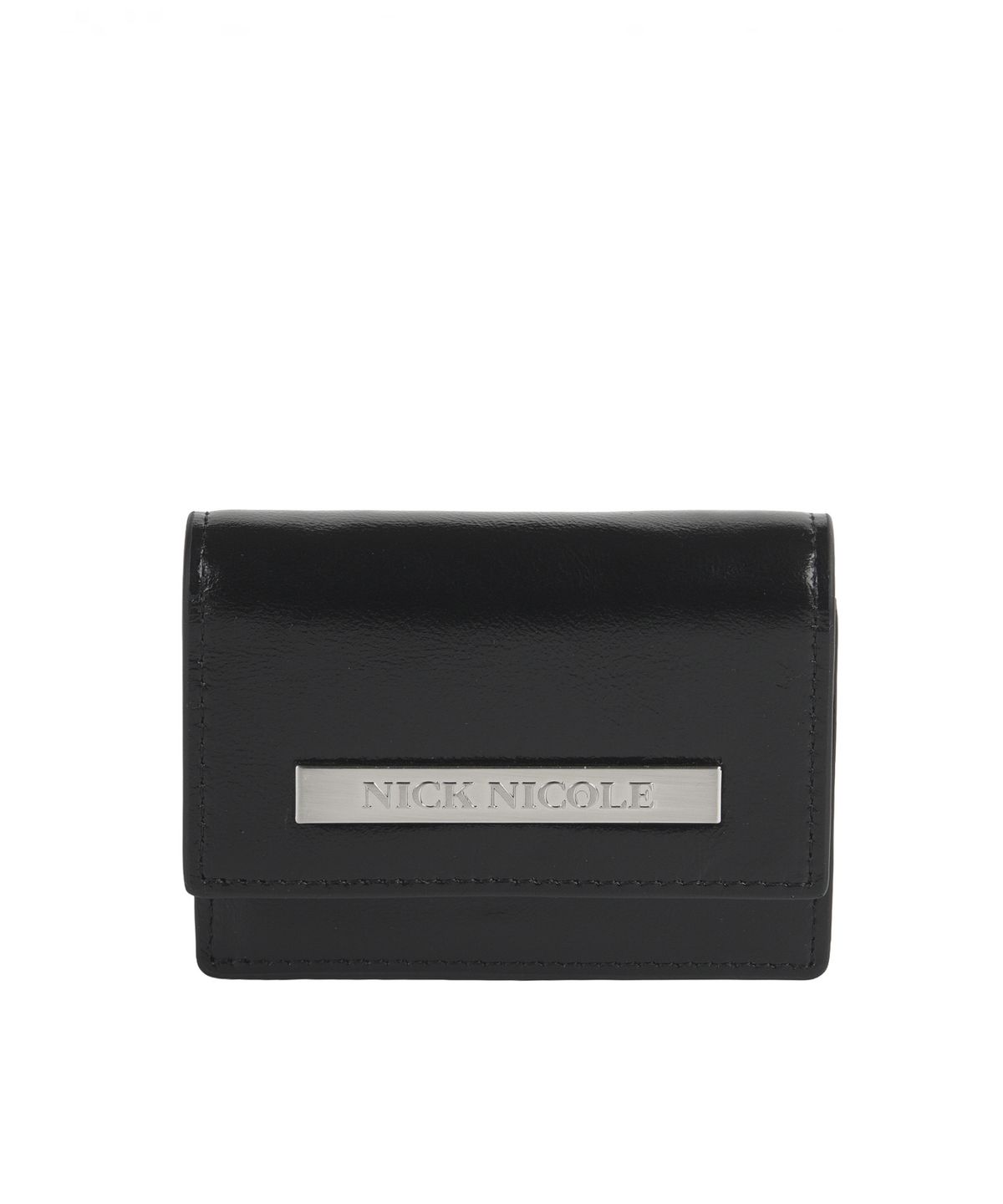닉앤니콜(NICK&NICOLE) GLOSSY METAL ACCORDION WALLET_BLACK