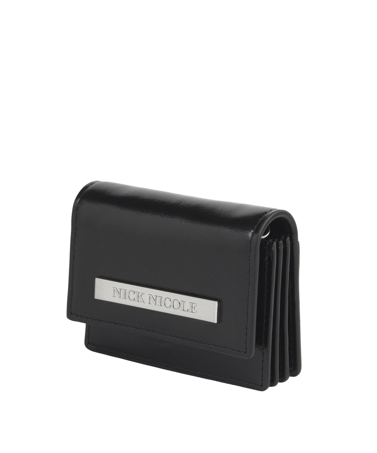 닉앤니콜(NICK&NICOLE) GLOSSY METAL ACCORDION WALLET_BLACK