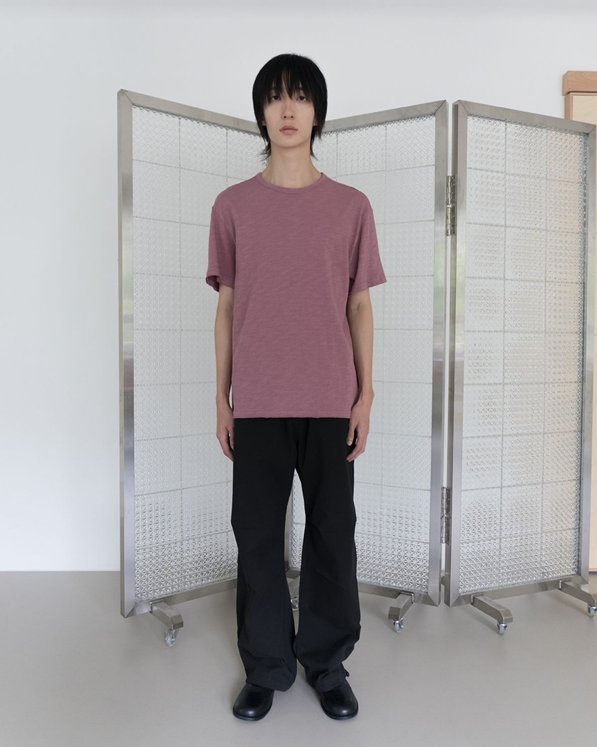 사일런트실러블(SILENTSYLLABLE) Heather half T-shirts / Mauve