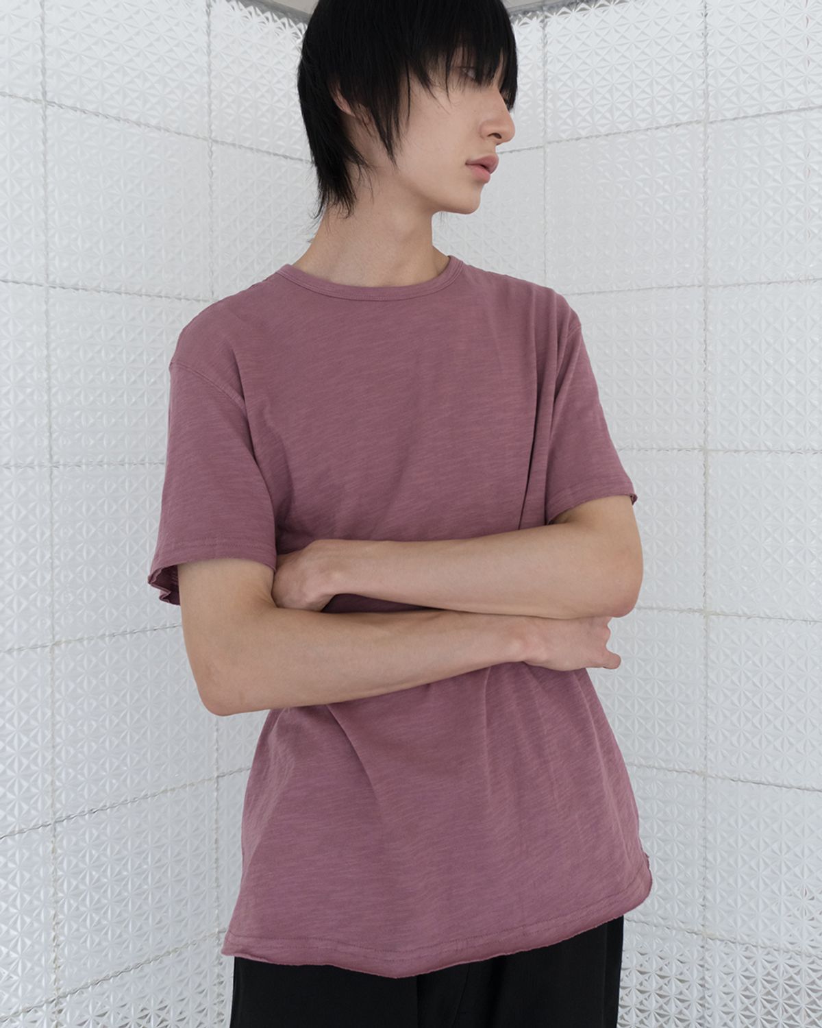 사일런트실러블(SILENTSYLLABLE) Heather half T-shirts / Mauve