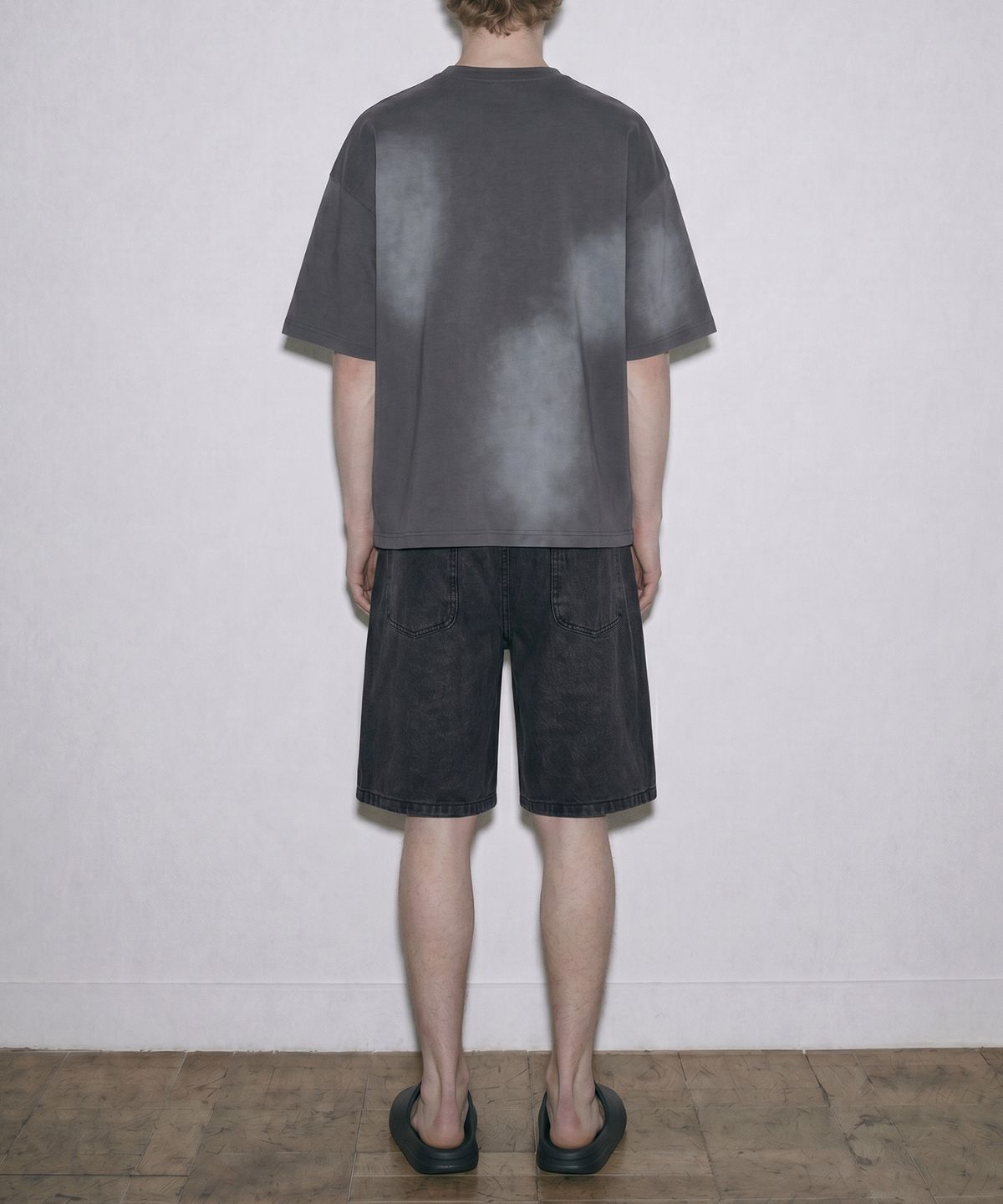 젠사이(ZENSAI) 와이드 하프데님 팬츠 블랙
