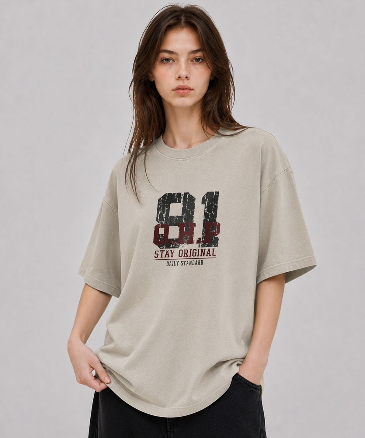 원헌드레드퍼센트(OHP) OHPxJOY 스테이오리지널 피그먼트 반팔티