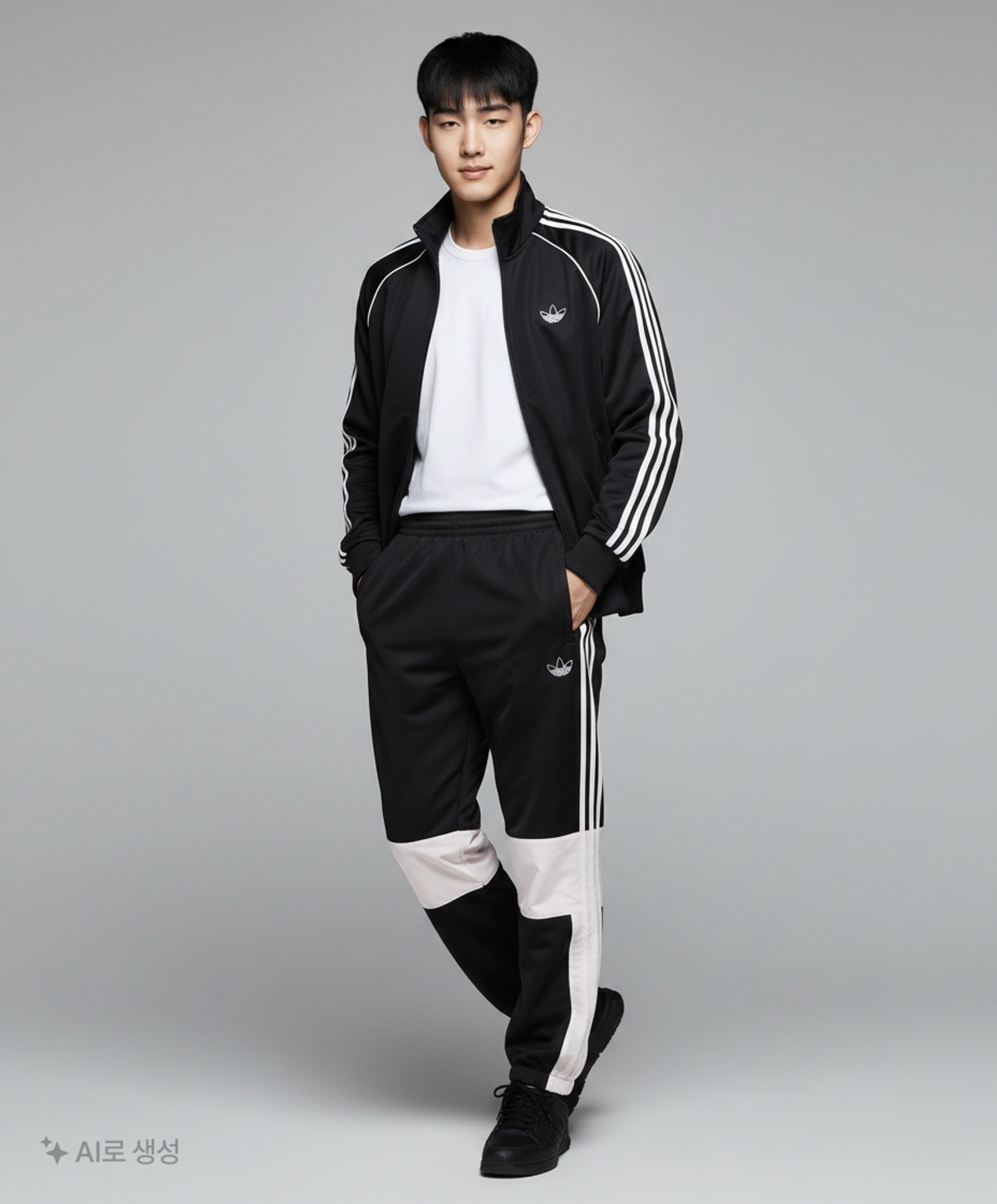 아디다스(ADIDAS) ASYMM 트랙팬츠 - 블랙.화이트 / ED6244 S