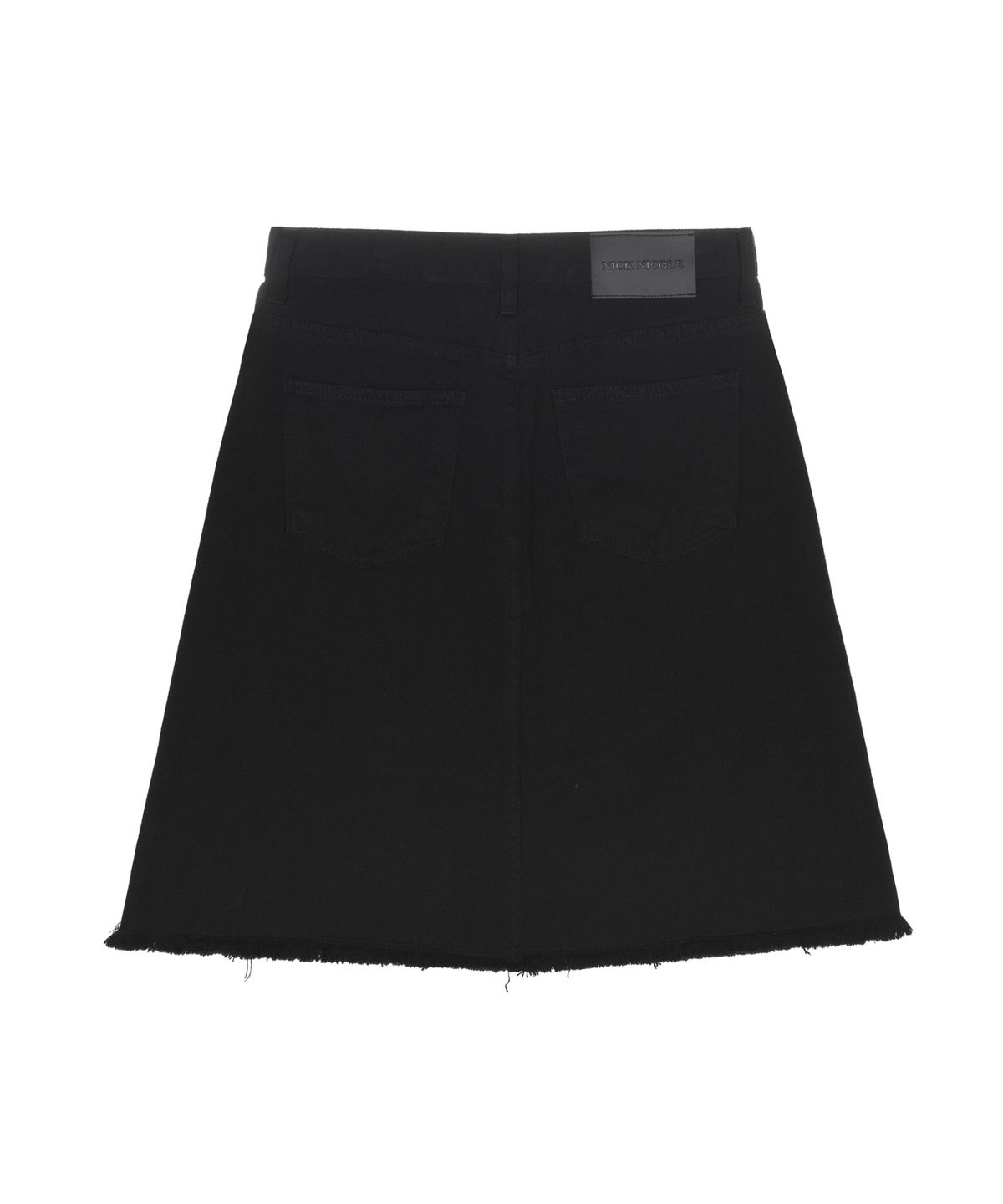 닉앤니콜(NICK&NICOLE) RAW CUT MIDI DENIM SKIRT_BLACK