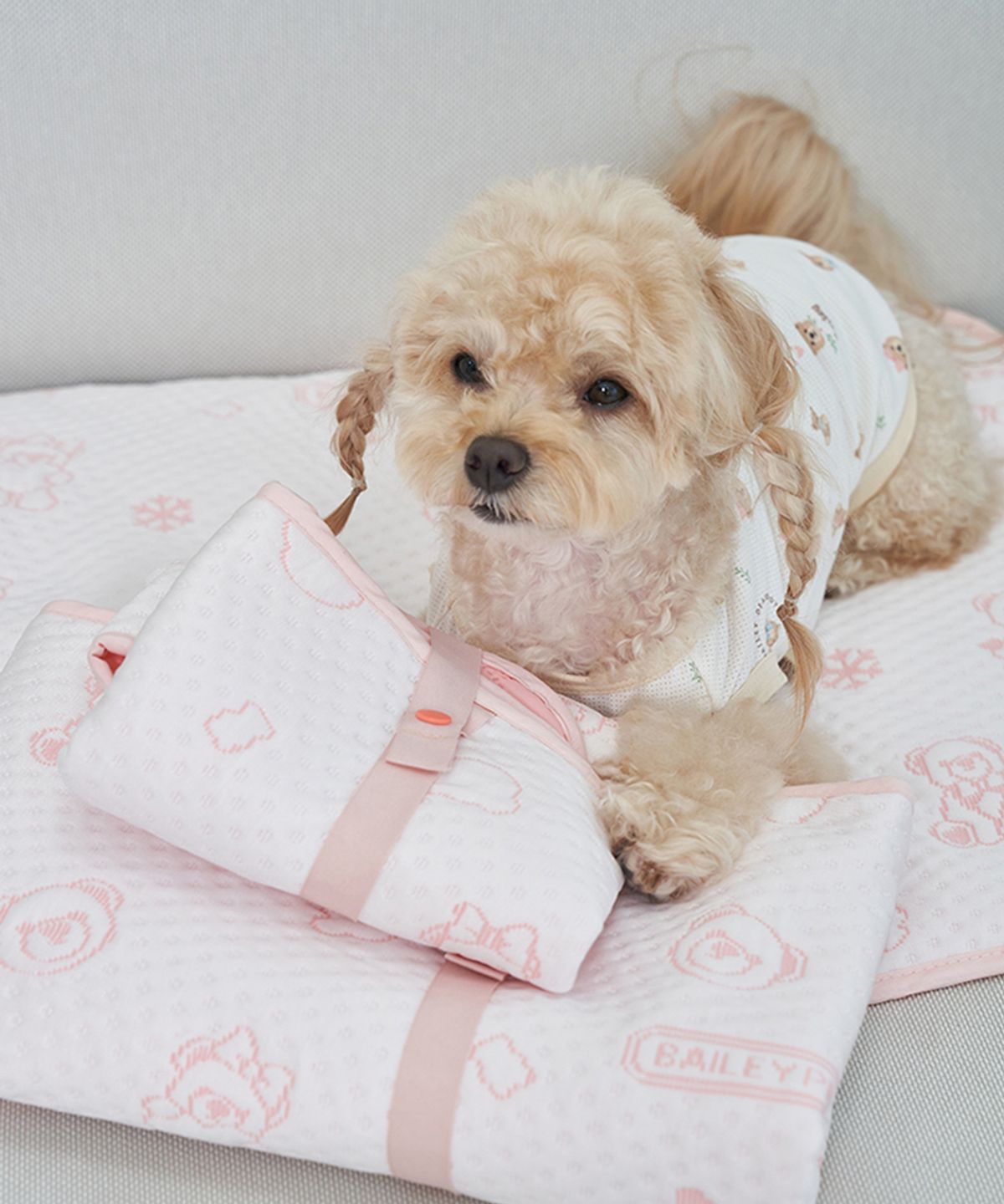 베일리(BAILEY) 강아지 고양이 냉감 여름 쿨매트 스노우테디 쿨링매트