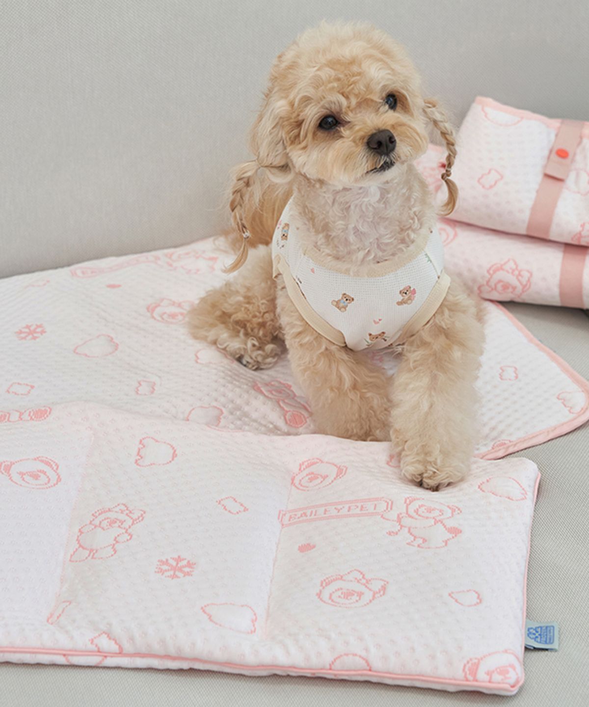 베일리(BAILEY) 강아지 고양이 냉감 여름 쿨매트 스노우테디 쿨링매트
