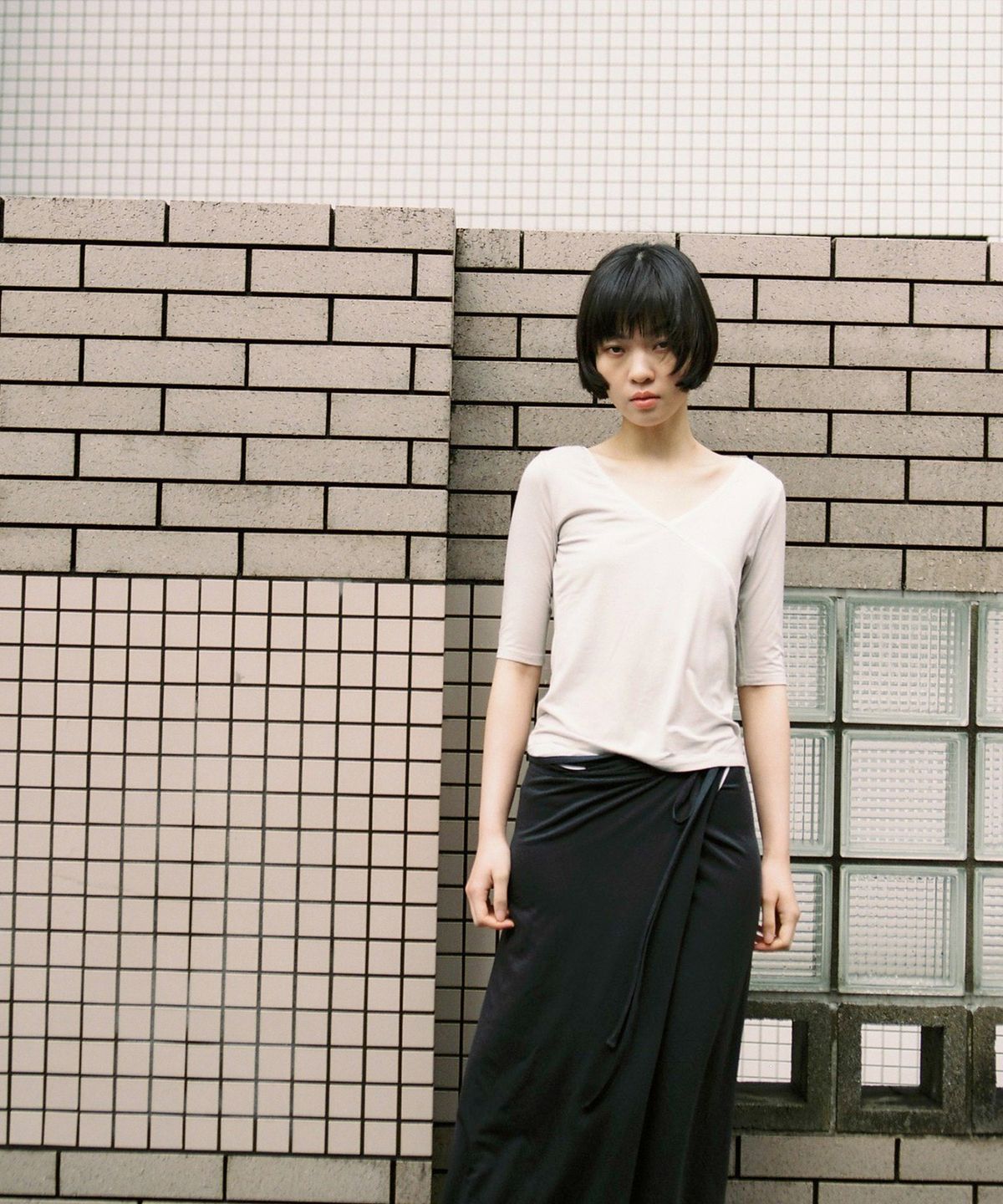 모링가(MORINGA) Lace Wrap Top Rose