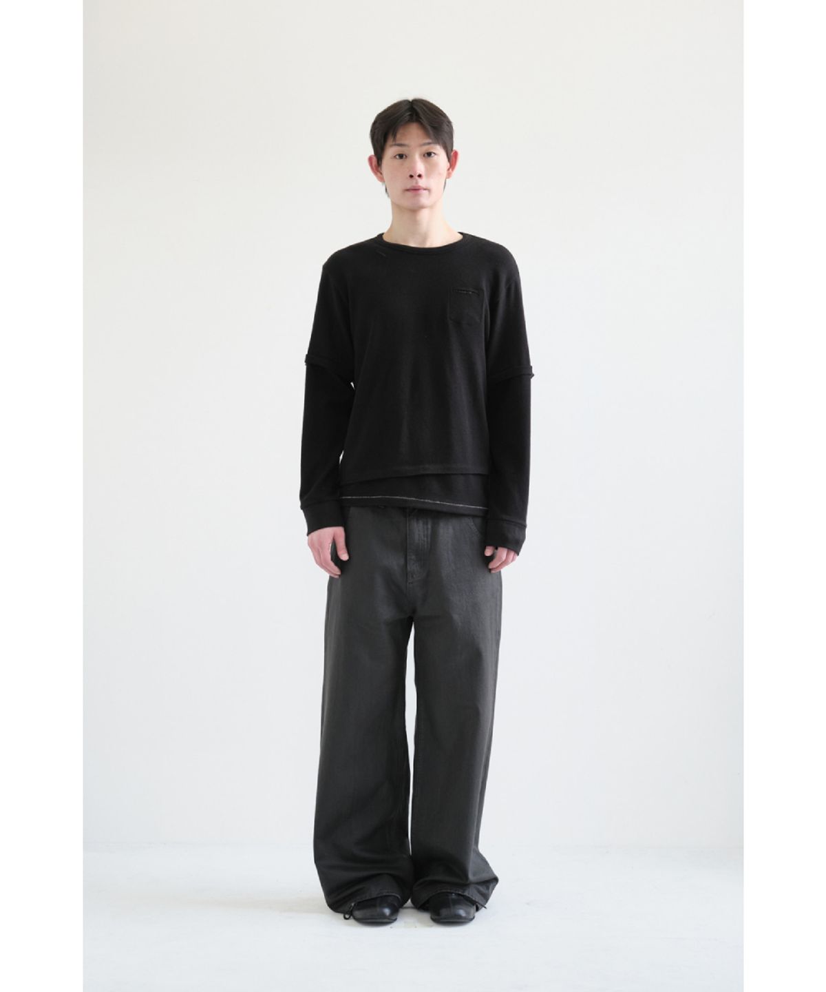 해칭룸(HATCHINGROOM) Layer Cuffs Tee V2 Black