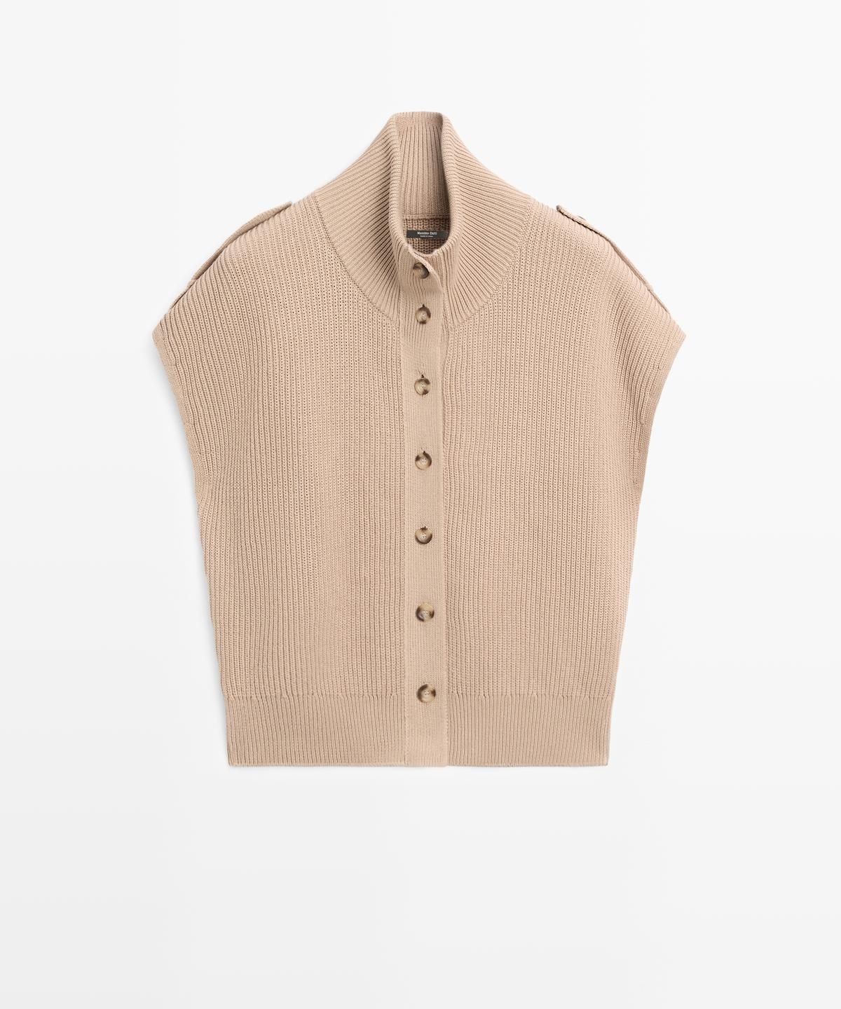 마시모두띠(MASSIMO DUTTI) 100% 코튼 버튼 디테일 니트 베스트