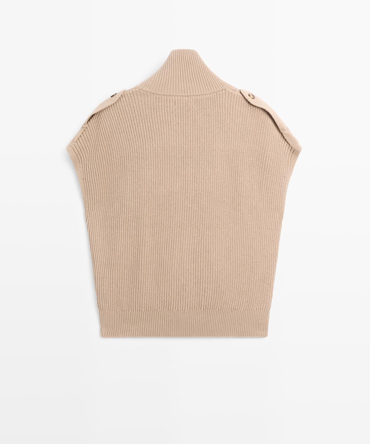 마시모두띠(MASSIMO DUTTI) 100% 코튼 버튼 디테일 니트 베스트