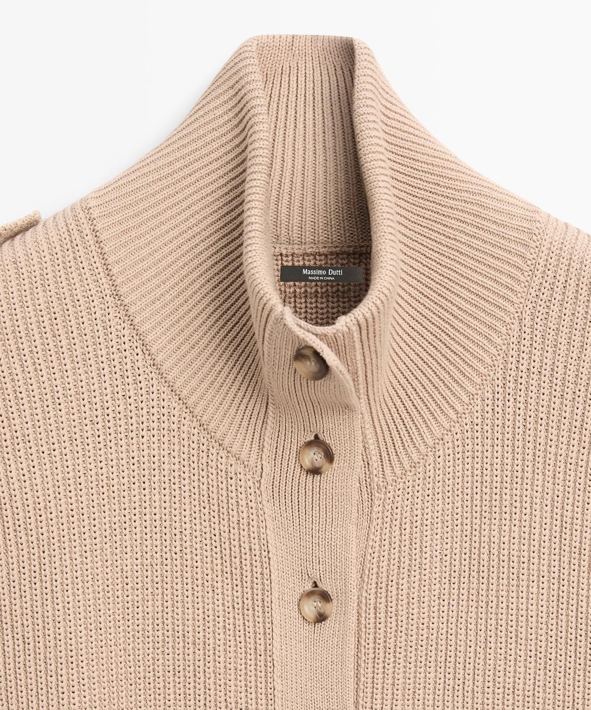 마시모두띠(MASSIMO DUTTI) 100% 코튼 버튼 디테일 니트 베스트
