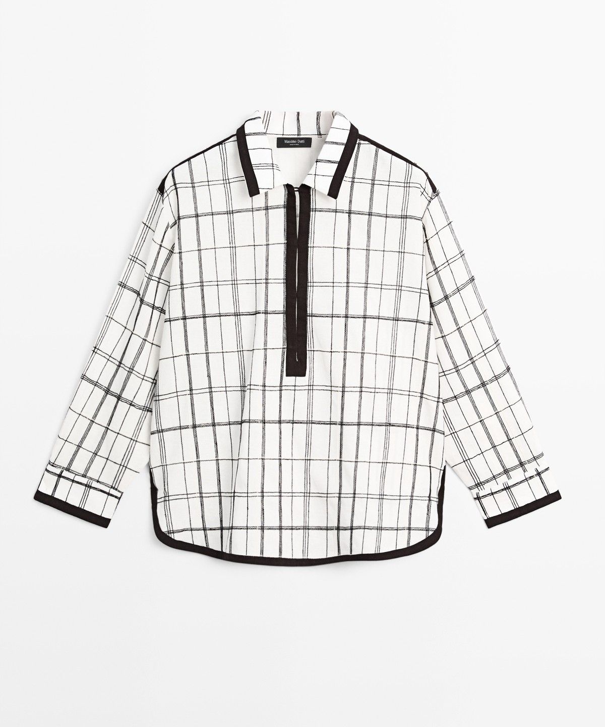 마시모두띠(MASSIMO DUTTI) 코튼 혼방 체크 셔츠