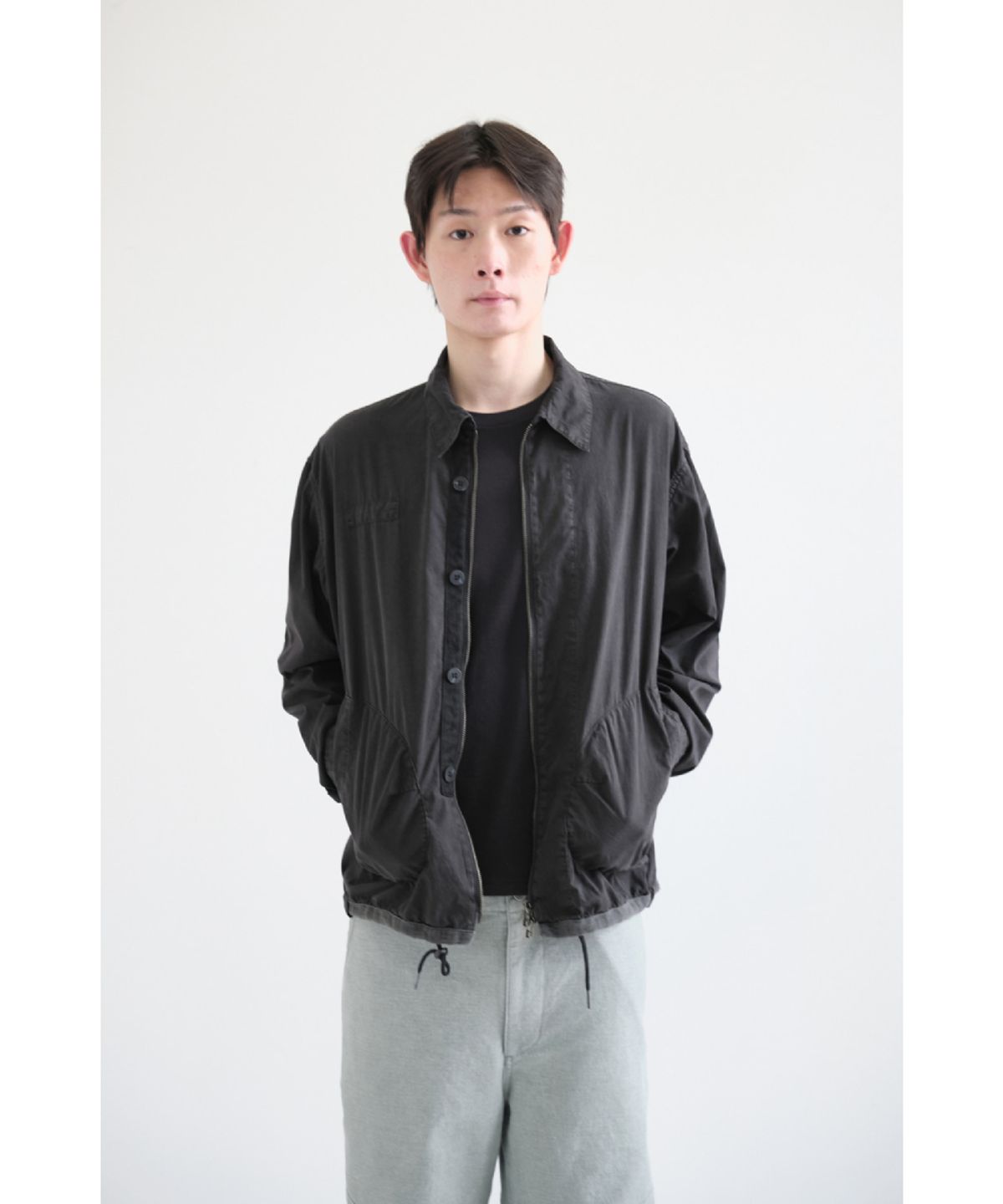 해칭룸(HATCHINGROOM) Boxer Shirket Long Dyed Black