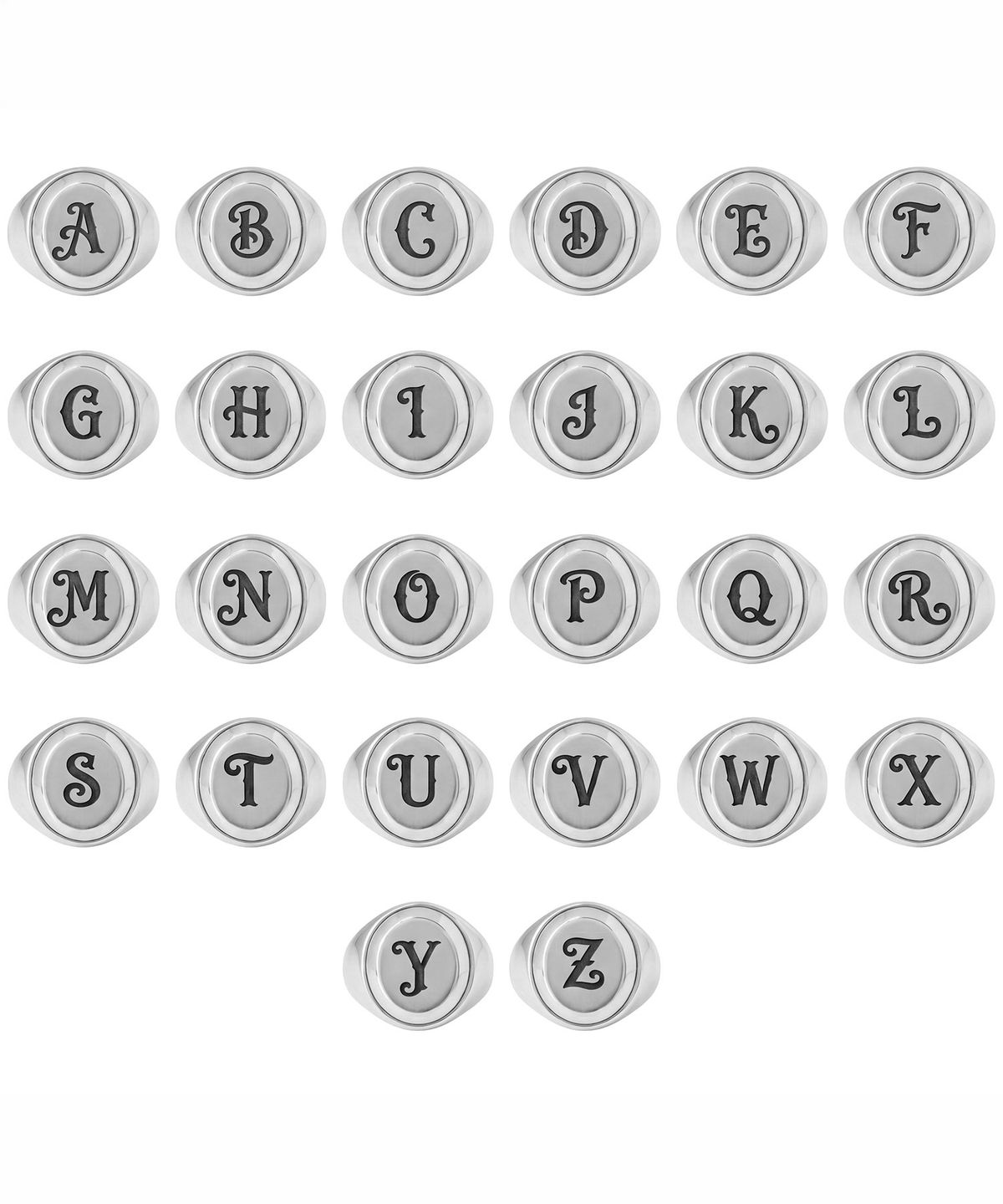 스팅925(STING925) Oval Top Initial Signet Ring