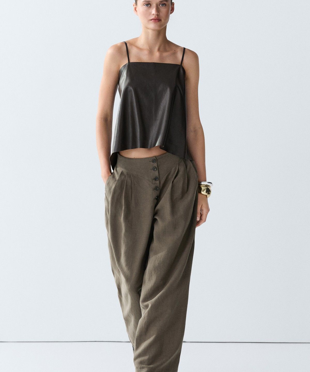 마시모두띠(MASSIMO DUTTI) 린넨 플리츠 팬츠