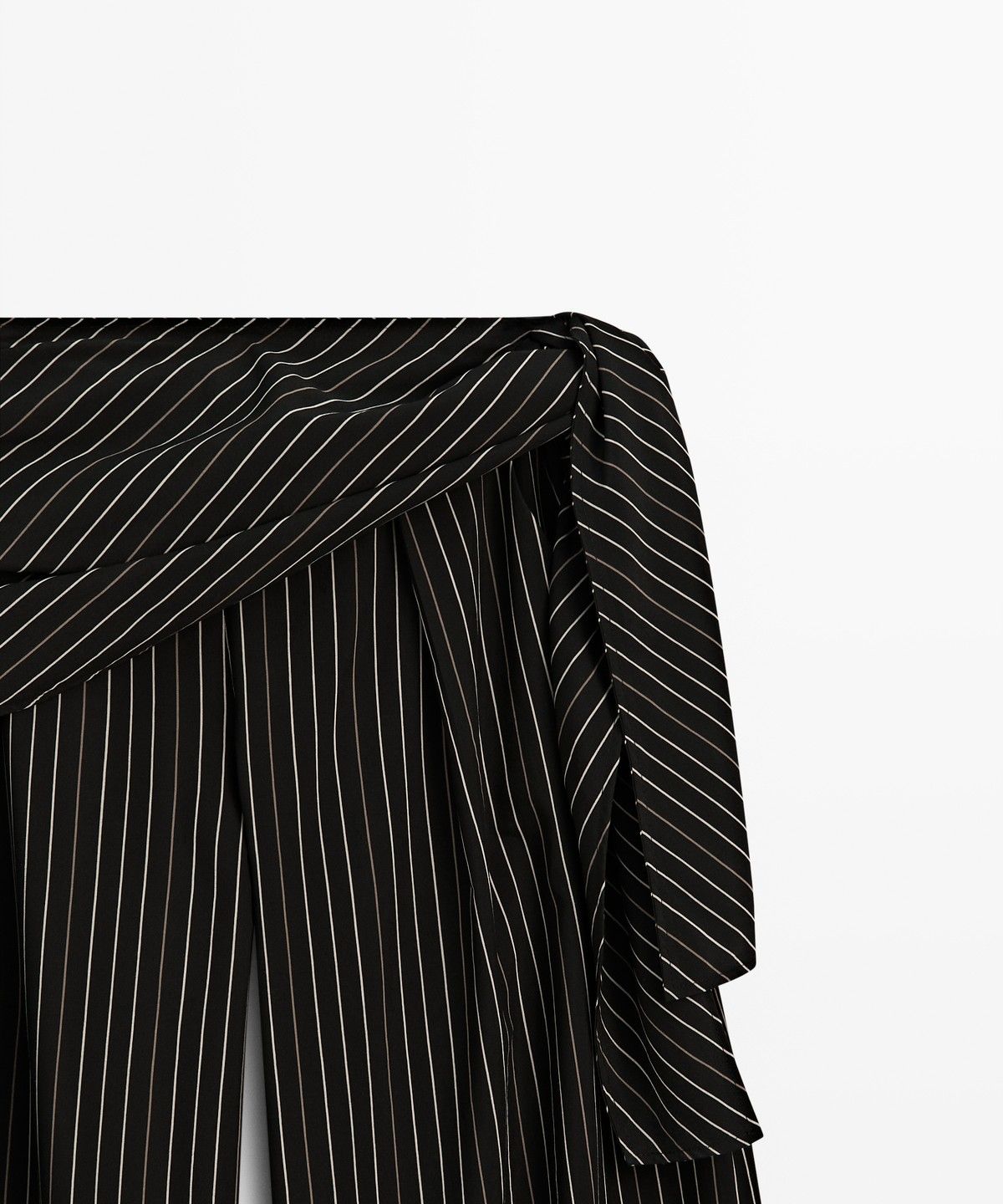 마시모두띠(MASSIMO DUTTI) 스카프 디테일 스트라이프 배럴핏 팬츠