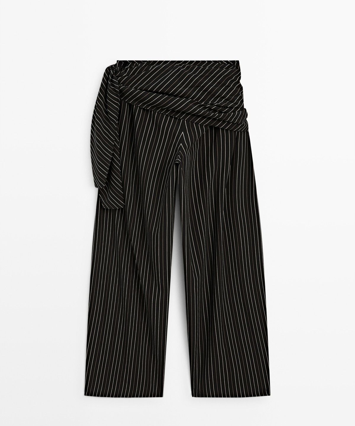 마시모두띠(MASSIMO DUTTI) 스카프 디테일 스트라이프 배럴핏 팬츠